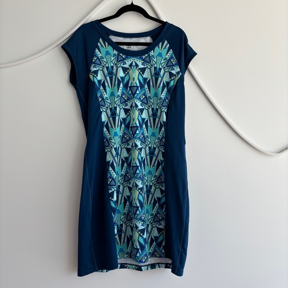 Title nine Teal & Navy Geometric Panel Dress